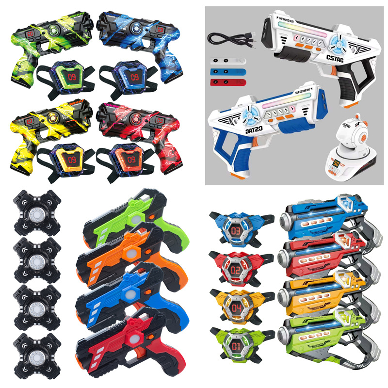 Cross-border infrared-sensing laser battle gun with projector, multiplayer team play, parent-child interactive light-and-sound toy gun for children