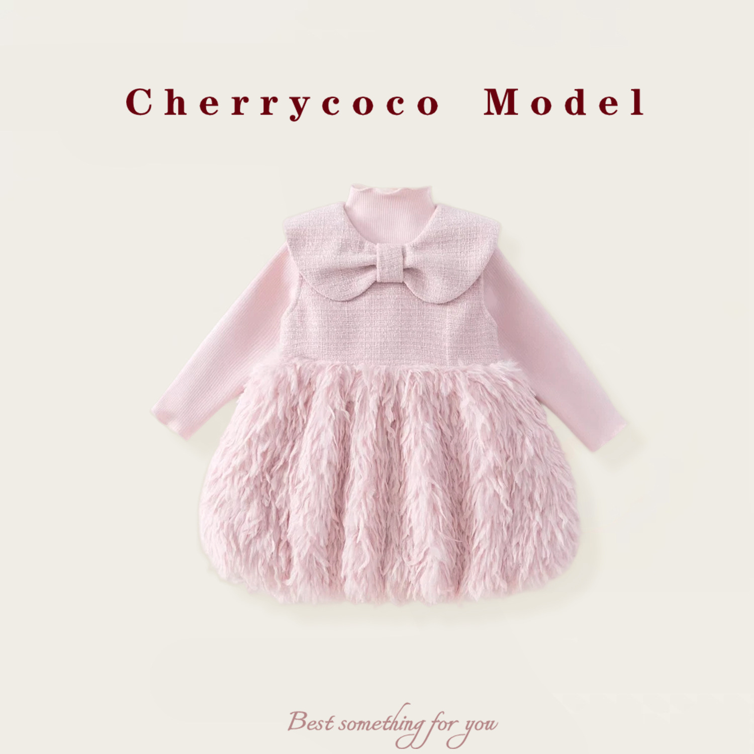 CHERRYCOCO Girls’ Dress, Winter Collection, New Stylish Baby Princess Dress with Fleece Lining, Sweet and Cute Skirt Set