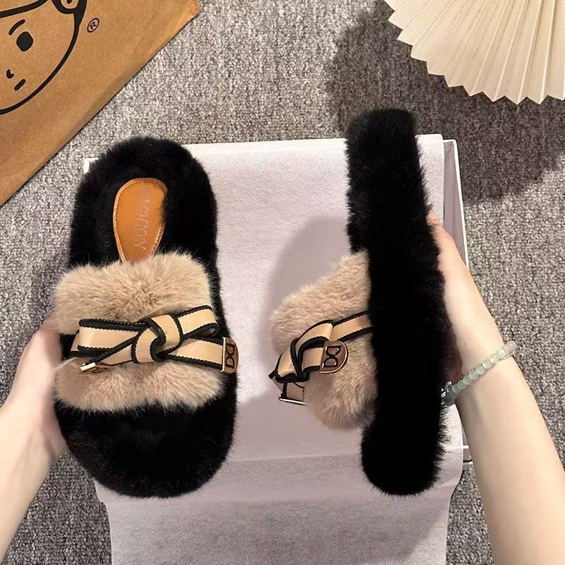 2026 Autumn-Winter Red In's fashion for women to wear one-word flip-flops with a thick cotton sole