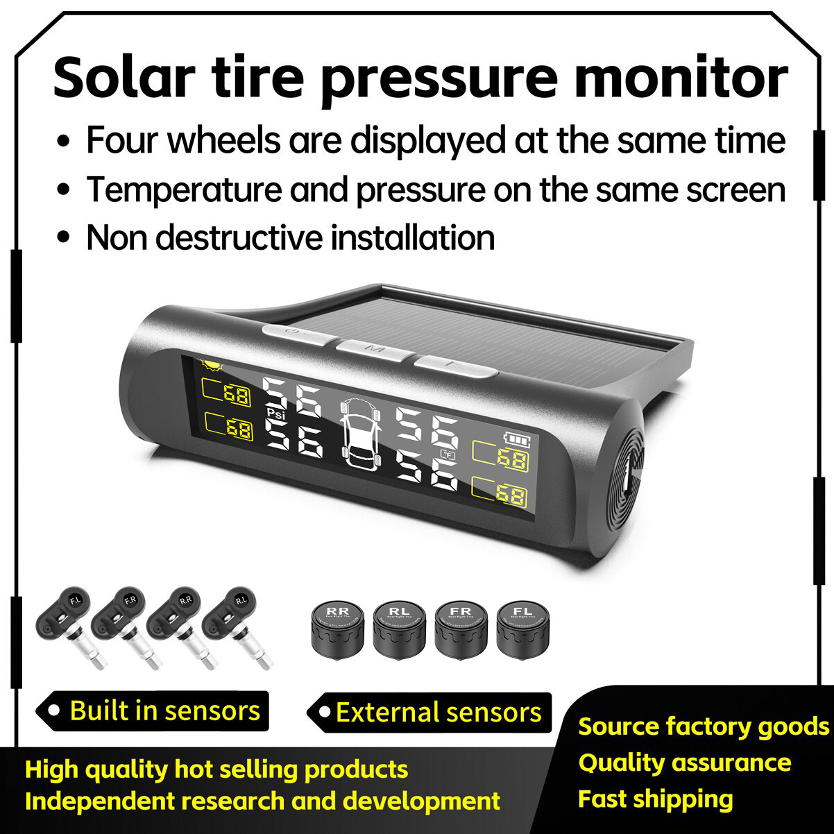 TY01 tire pressure monitoring system high accuracy solar tire pressure monitor TPMS tire pressure wireless smart