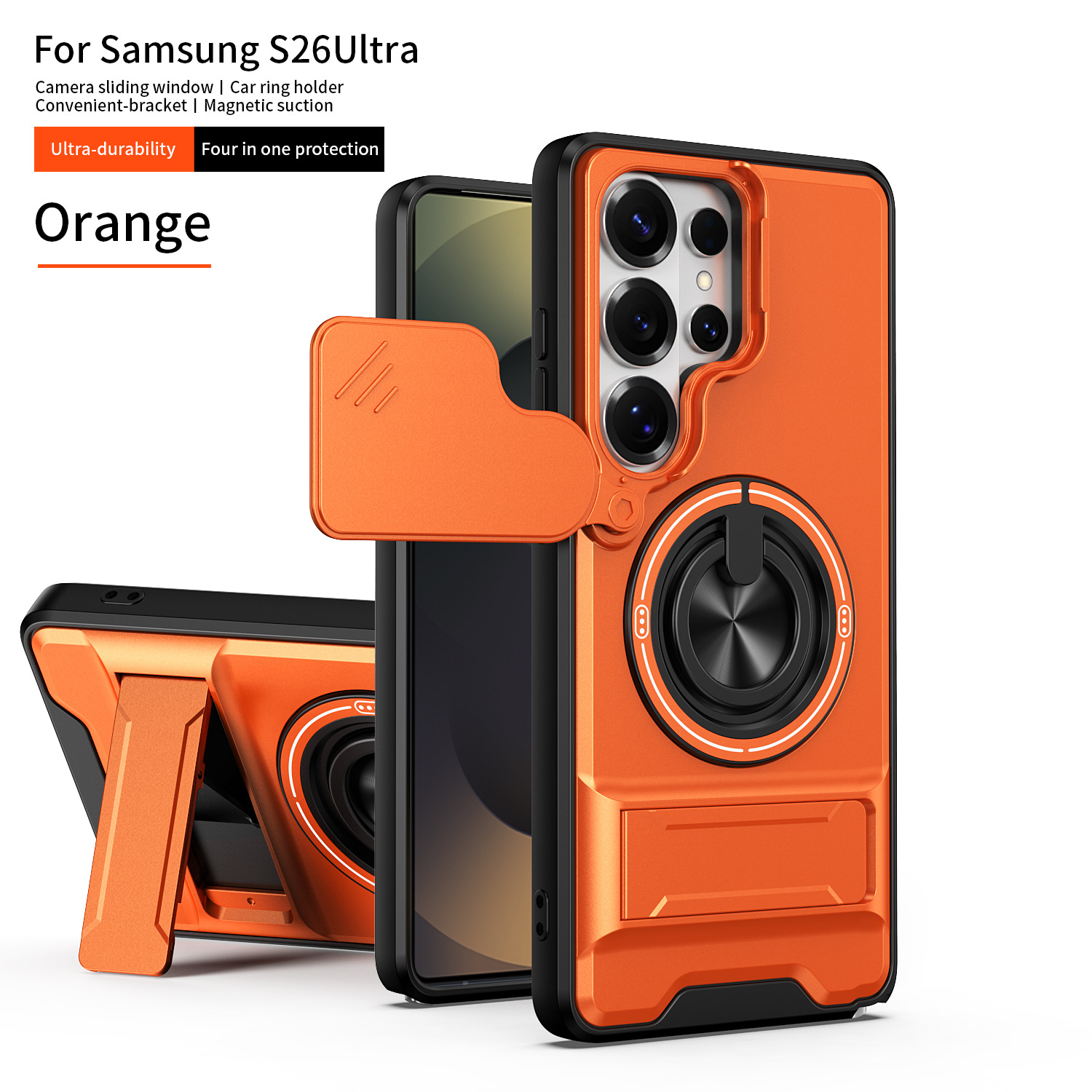 Suitable for Samsung S26 Ultra Shunjia Pop-Up Window Phone Case, Multi-Functional Magnetic Dual-Stand S26 Protective Cover