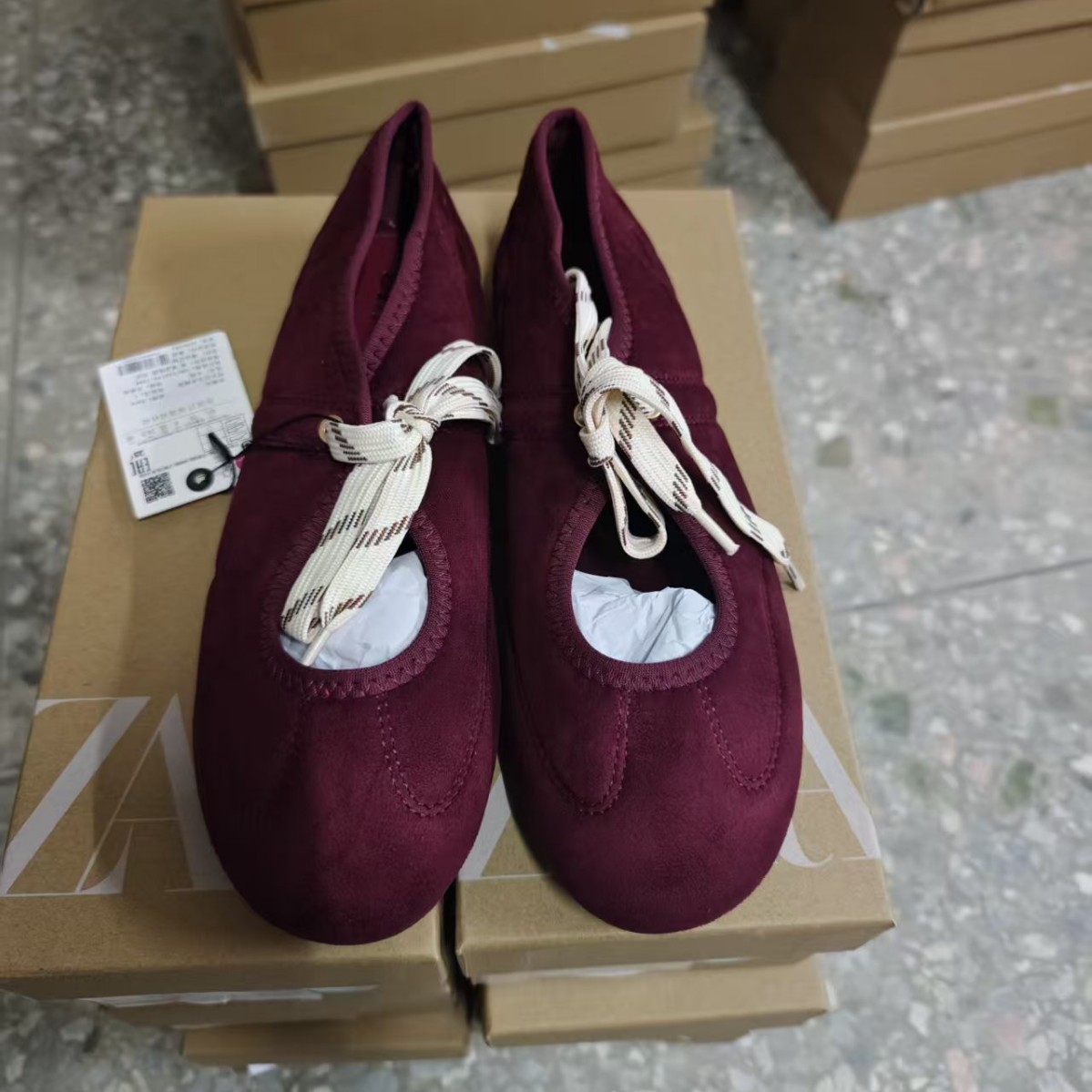 Z Brand Spanish Export‑Oriented Flat Shoes, Round Toe Low‑Cut Flats, Lace‑Up Design, New Suede Mary Jane Single‑Layer Shoes