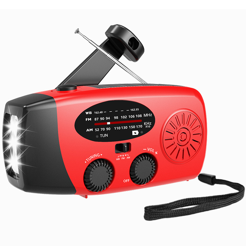 2000mAh cross‑border bestseller: multi‑function emergency radio with solar power and hand‑crank generator