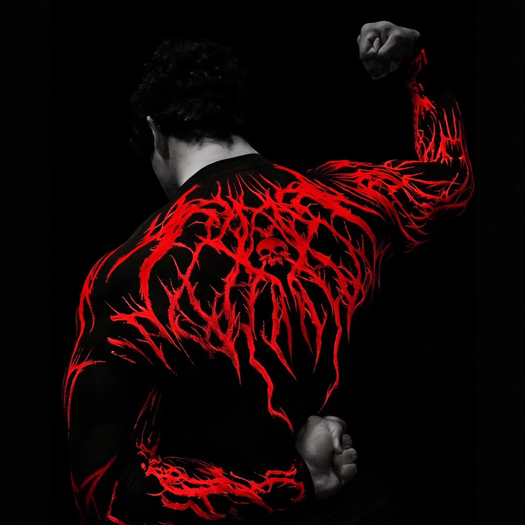 Breathedivinity men's fashion dark style T-shirt cycling sports resilience quick dry cross border European and US sizes