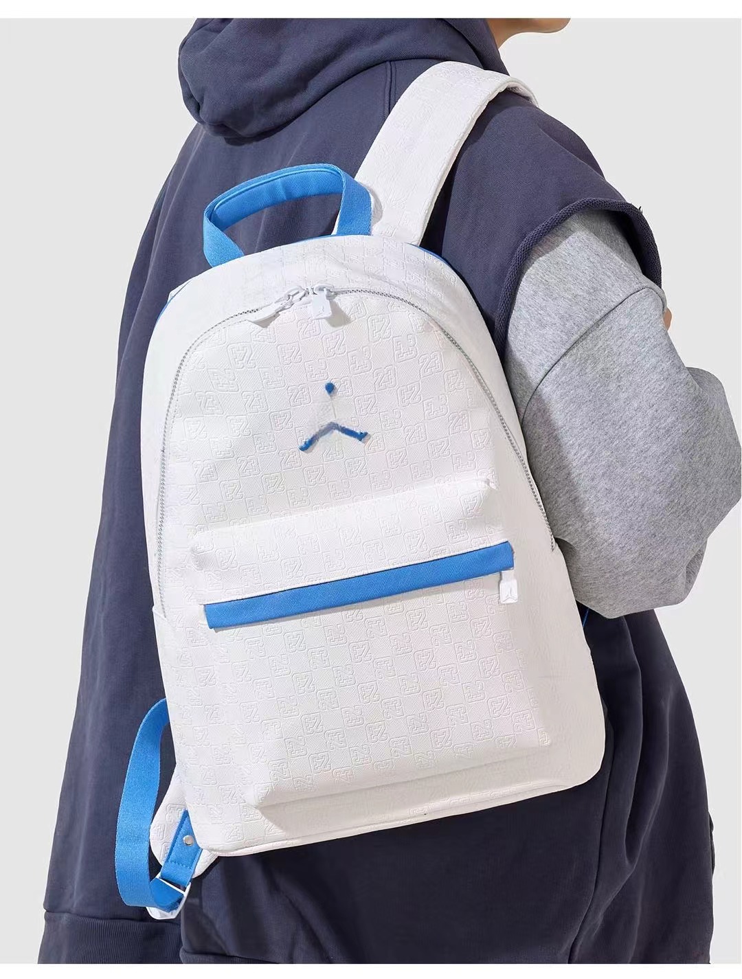 Fashionable checkered-print letter sports bag with stitched seams—trendy backpack, travel bag, plaid design, unisex fitness backpack