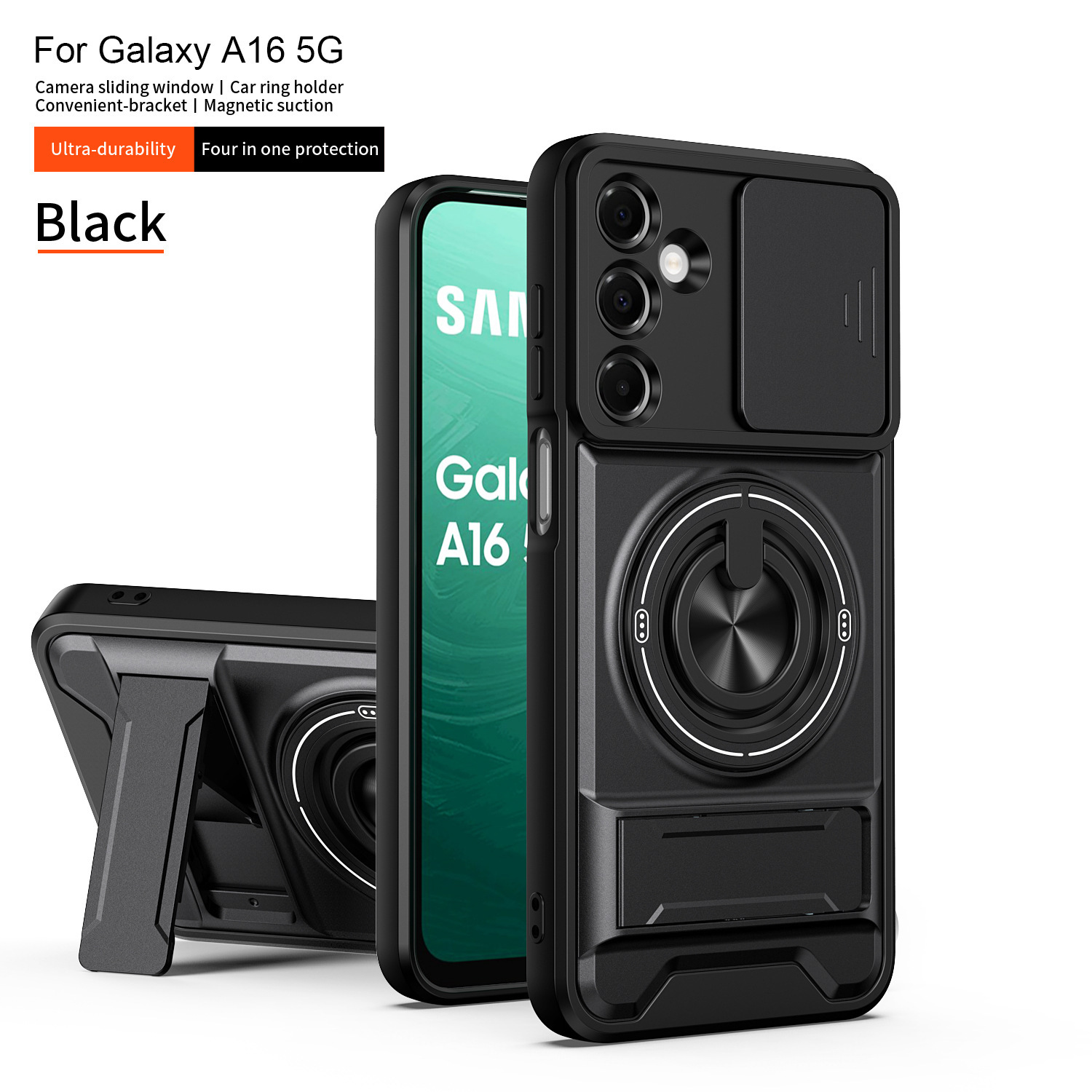 Compatible with Samsung A37, Shunjia phone case; A17 pop-up window stand, A26 stand, A16 drop-proof, A15 protective cover, A34