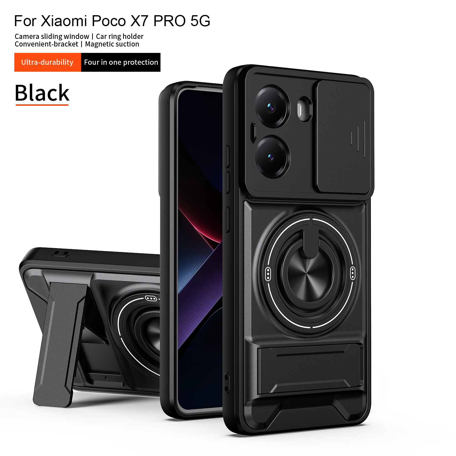 Compatible with Xiaomi POCO X7 Pro, Shunjia Phone Case; POCO F8 Pro Push‑Window Stand; POCO C85 Protective Cover