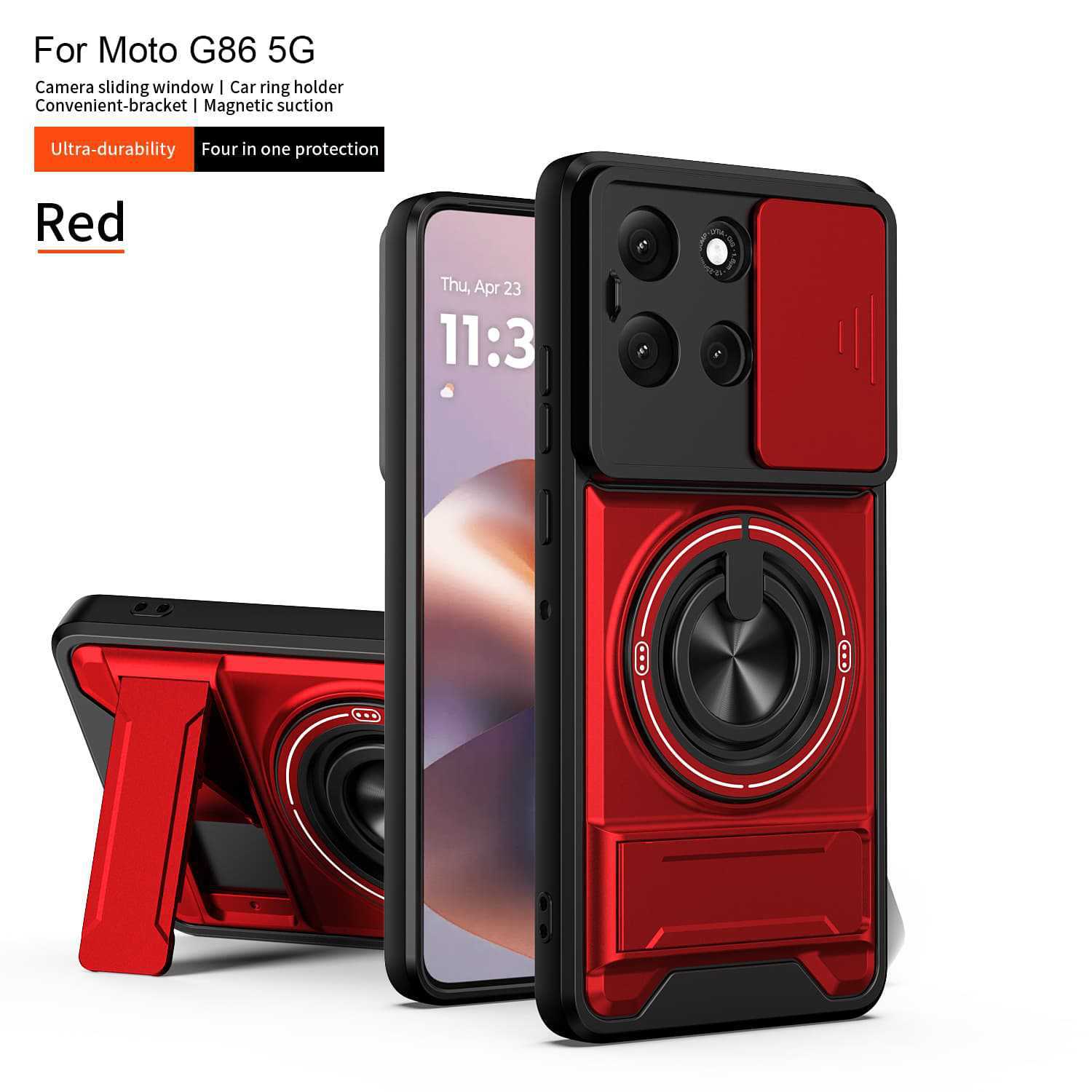 Shunjia Window-Opening Compatible with G53 Phone Case, MOTO Magnetic Suction G13 Stand, G45 Drop-Resistant Multi-Function G23 Two-in-One