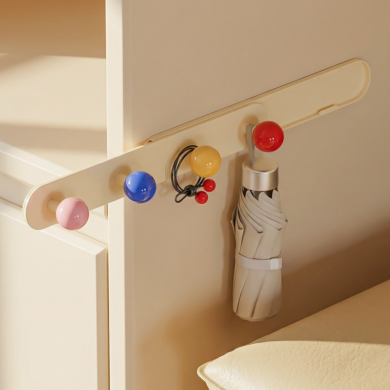 Retractable hook behind the door, kitchen hook, no-drill adhesive hook, wall-mounted household gap‑fitting bathroom cabinet hook