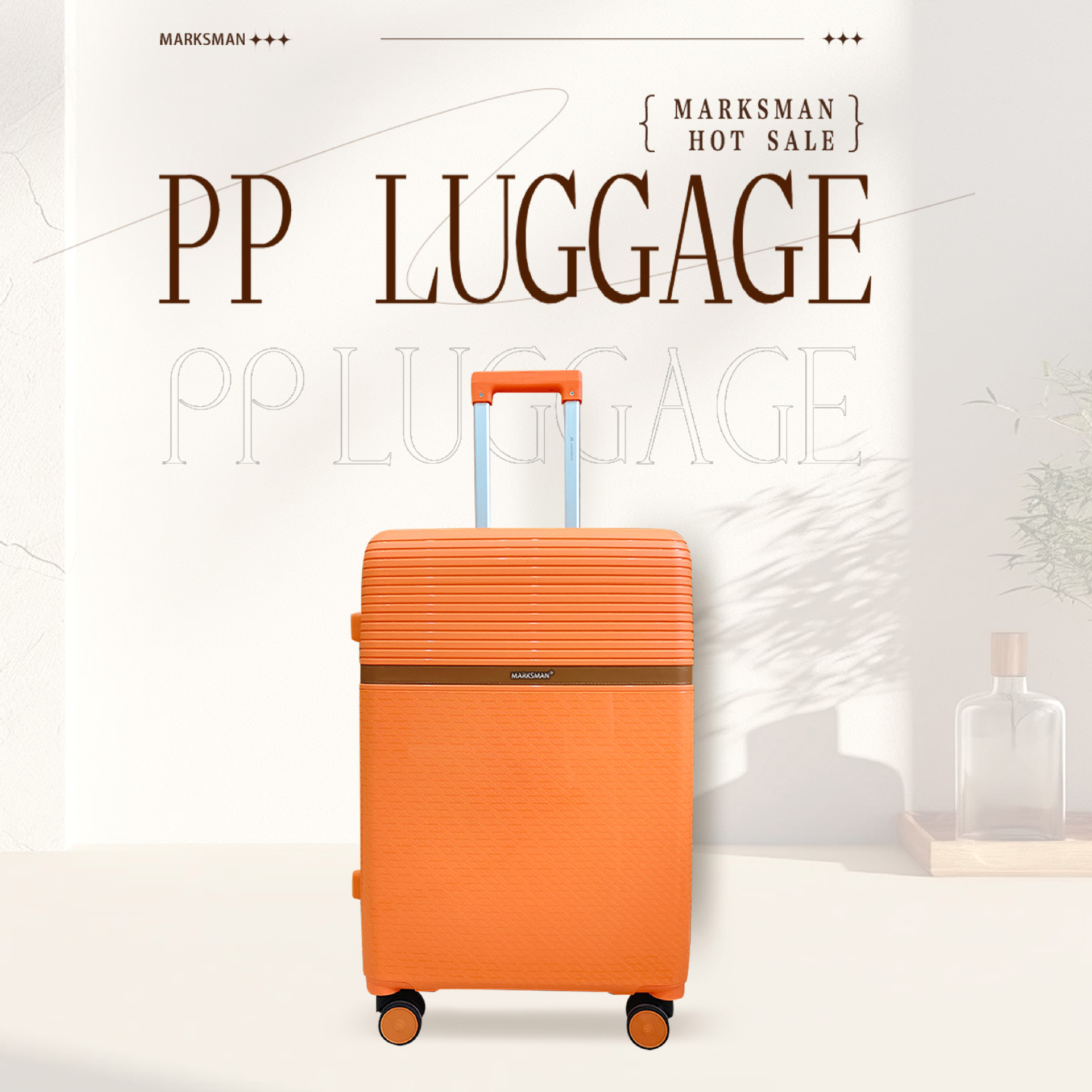 Export cross-border 20-inch PP luggage suitcase, travel trolley case, travel combination lock suitcase, three-piece luggage set