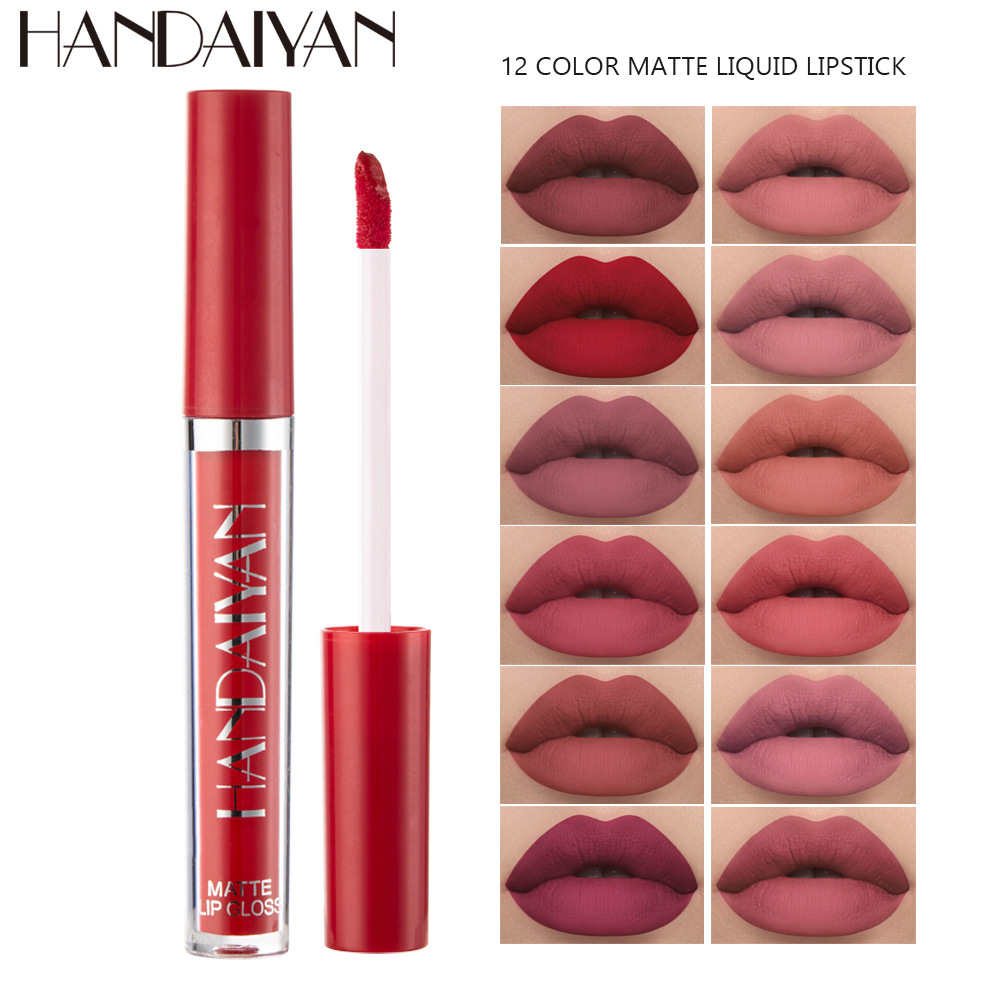 In-stock cross-border lip glaze, lip gloss, lipstick—Handaiyan single matte lip tint, long-lasting, moisturizing, and smudge-resistant.