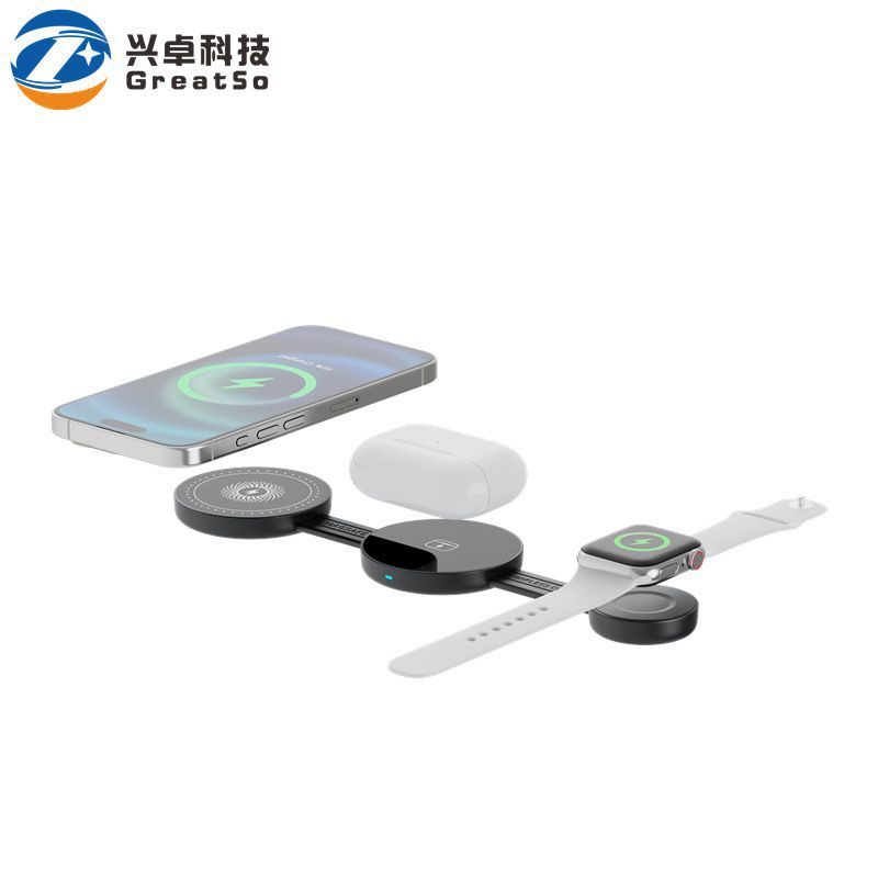 Multifunctional three-in-one wireless fast charging folding desktop for wireless charger for Apple phone headphone holder