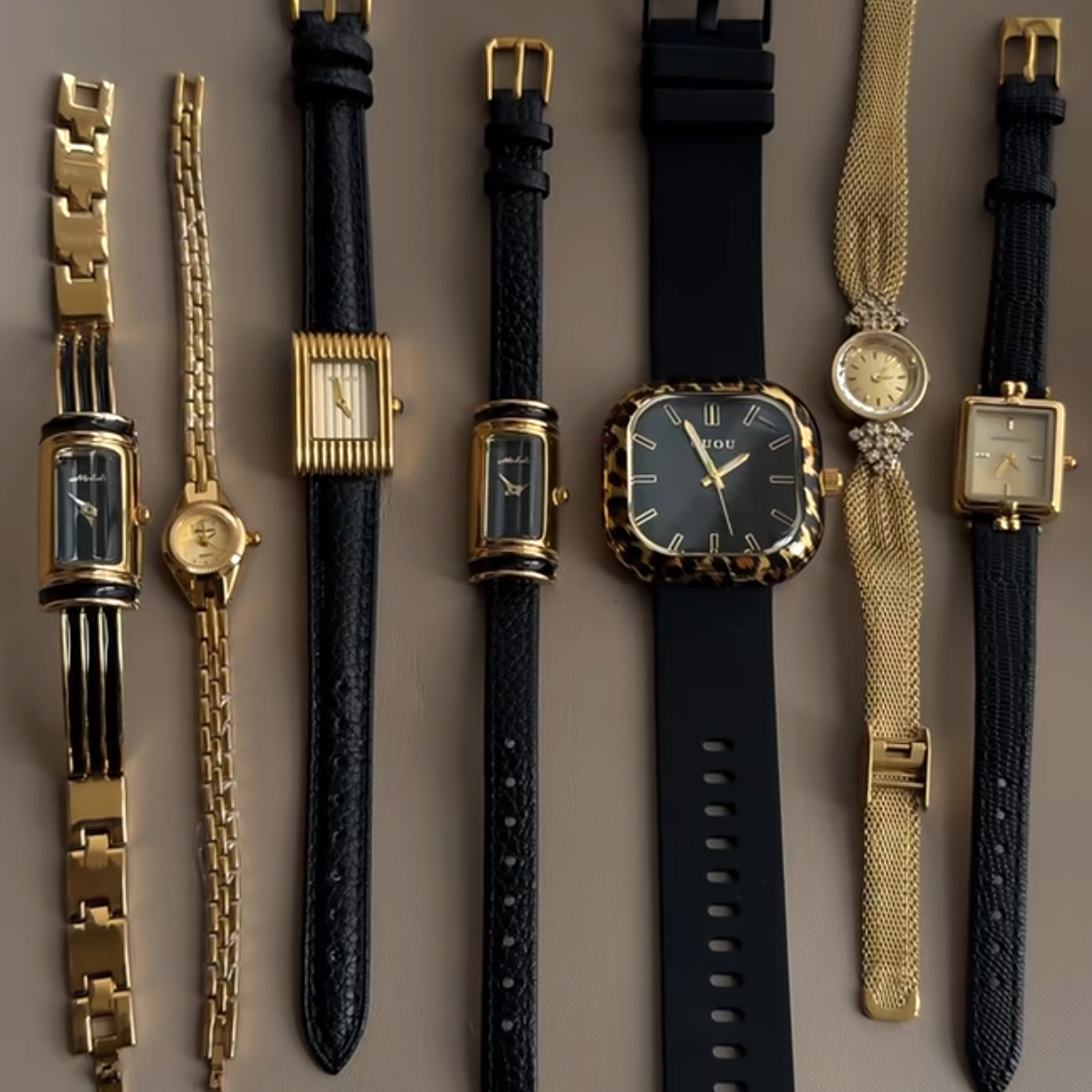 2026 trendy women's watches black gold vintage personality fashion temperament design feel small quartz watches