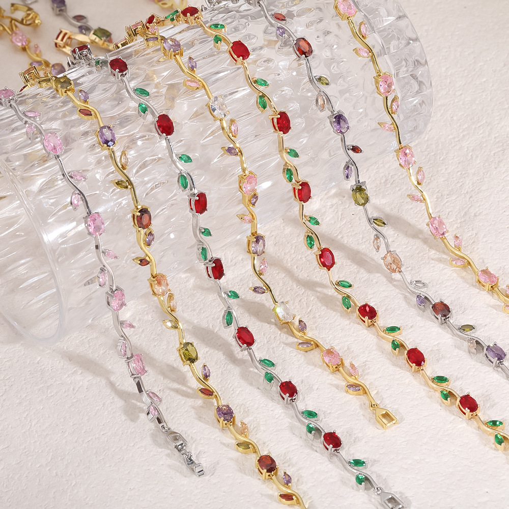 Cross-border best-selling summer dopamine‑inspired colored copper zircon necklace—luxury‑yet‑casual, versatile, and sophisticated; vacation‑style jewelry available for wholesale.