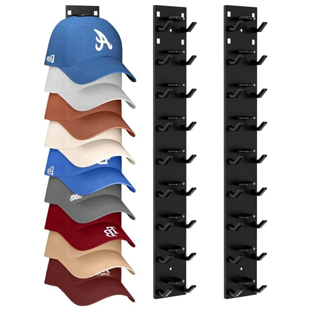 Baseball cap rack and hat storage holder—strong adhesive wall-mounted cap rack, multi-layered hat storage and display shelf