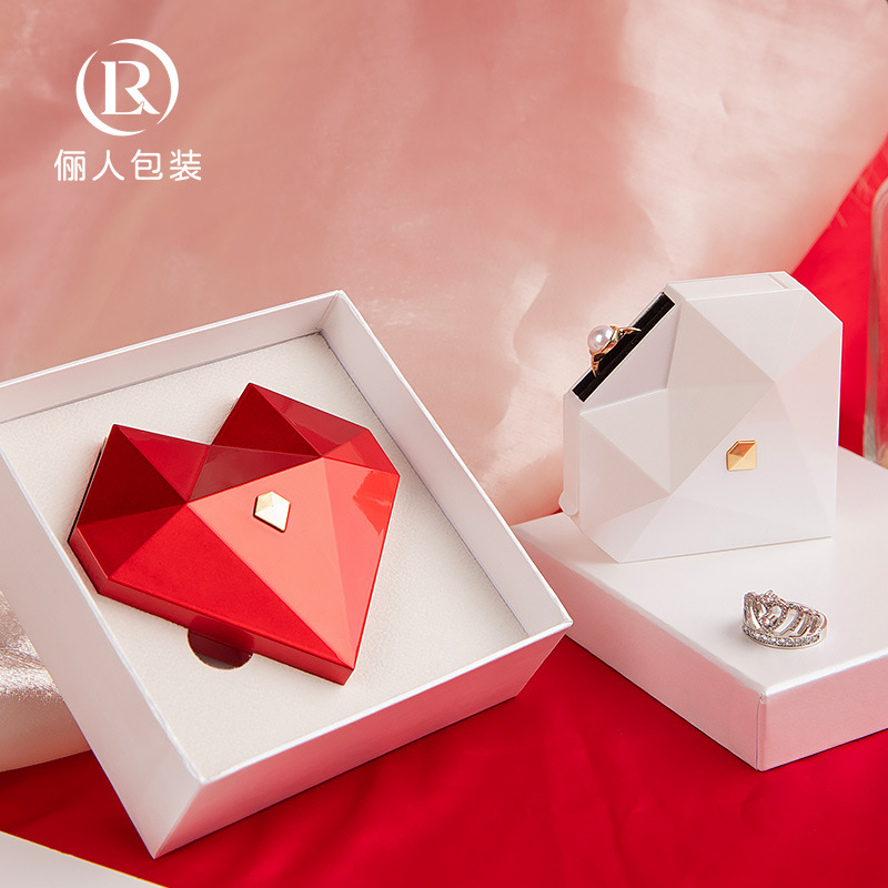 Cross-border best-selling heart-shaped diamond face jewelry box automatically opens proposal surprise ring box jewelry packaging box