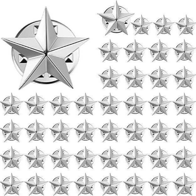 Creative cross-border zinc alloy brooch, three-dimensional five-pointed star DIY badge, hat badge, shoulder patch, and collar decoration.