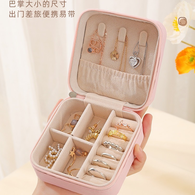 Leather Minimalist Jewelry Box with Lid, Organizer Box for Stud Earrings, Hoop Earrings, Necklaces, and Other Accessories—Large-Capacity Jewelry Storage Box