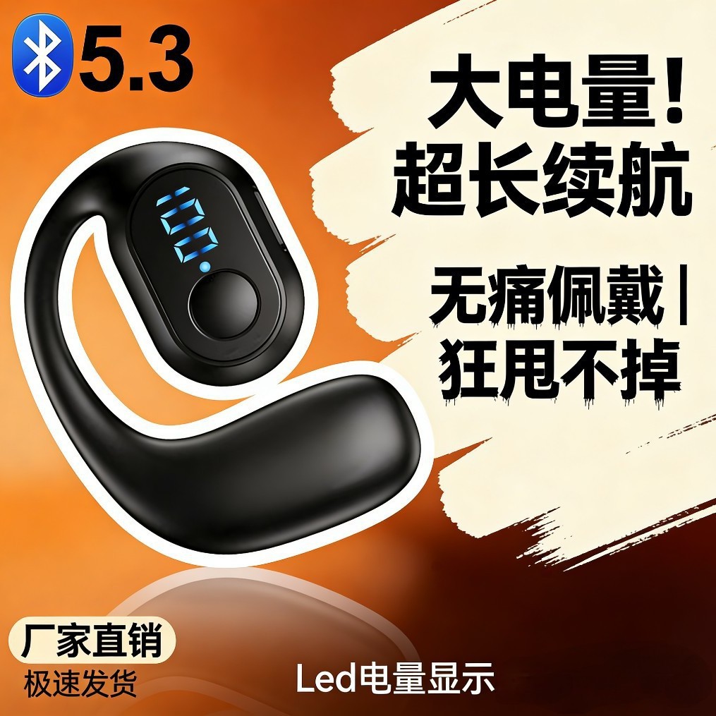 New digital audio headphones with high-definition wireless headphones that do not penetrate the ear, stereo soundproof Bluetooth headphones