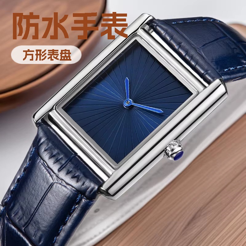 Foreign trade new men's casual watches classic compact square two-point quartz watch strap men's watches wholesale