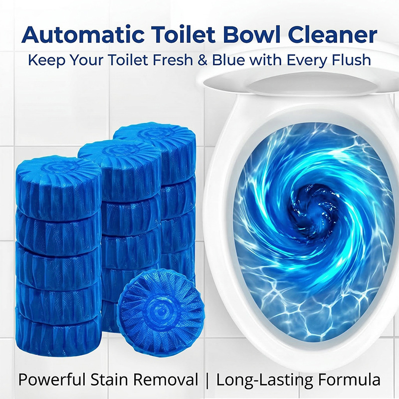 Cross-border best-selling toilet cleaner—multi-functional household and commercial toilet cleaning agent, blue bubble descaling and cleaning tablets.