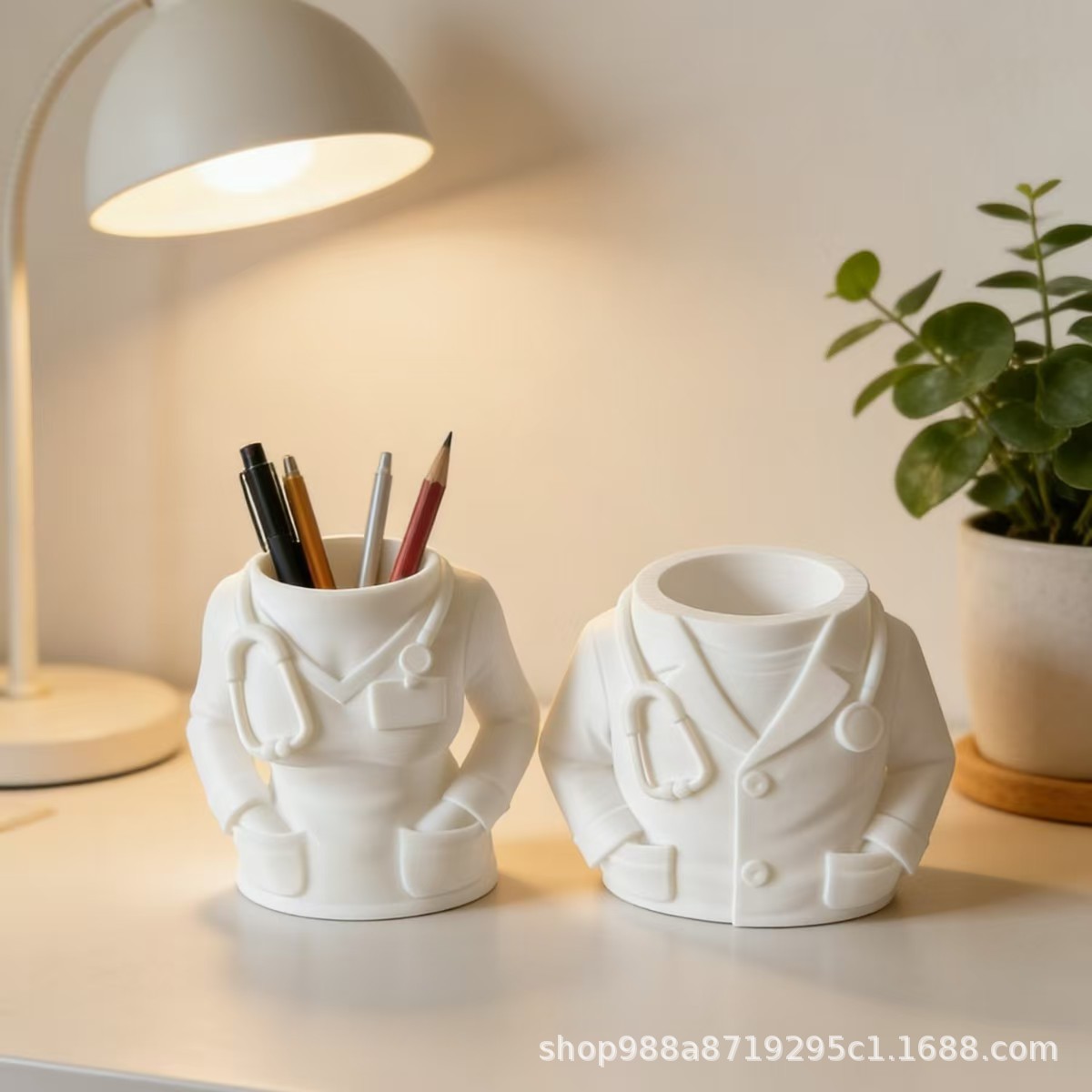 Desktop creative doctor white brick molded pencil with listening device decoration Medical office desk receiving pencil