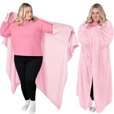 Wearable blanket, cozy and soft, suitable for sofas or beds—perfect as an adult gift; flannel material for home warmth and outdoor use.