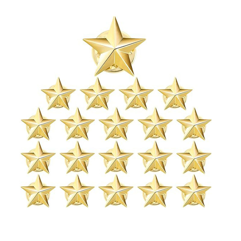 Cross-border supply: Star-shaped badges in gold and silver, lapel pins for hats, backpacks, clothing, and fashion accessories.