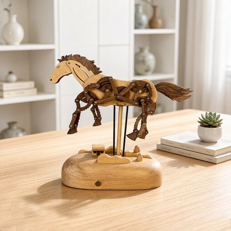 Qianlima entryway creative figurine, healing Year of the Horse tech gadget, internet-famous bestseller toy music box, eight-tone music box