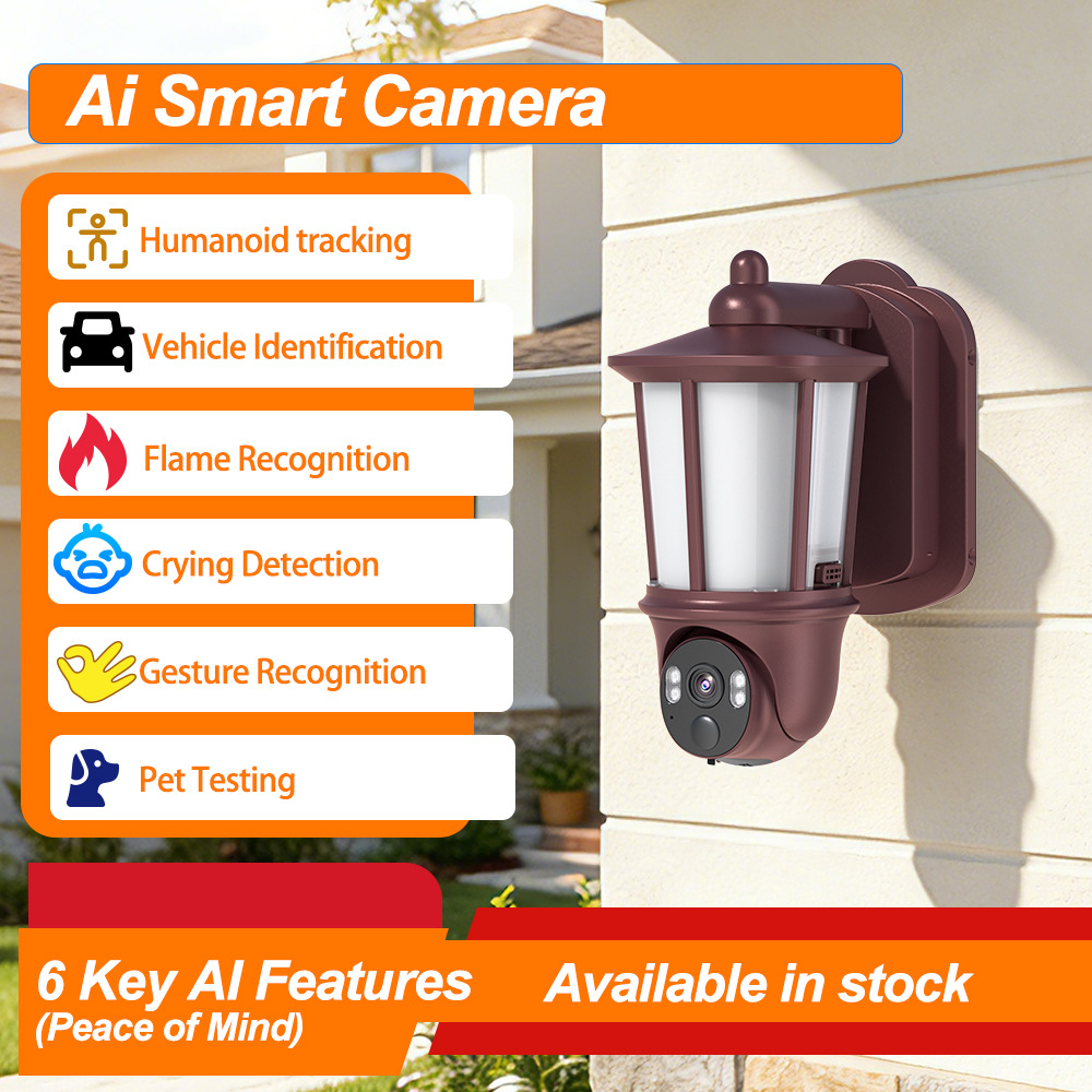 Yoosee Outdoor Courtyard Light with Surveillance Camera, Advanced AI Features, HD Night Vision, and Remote Wireless WiFi Monitoring