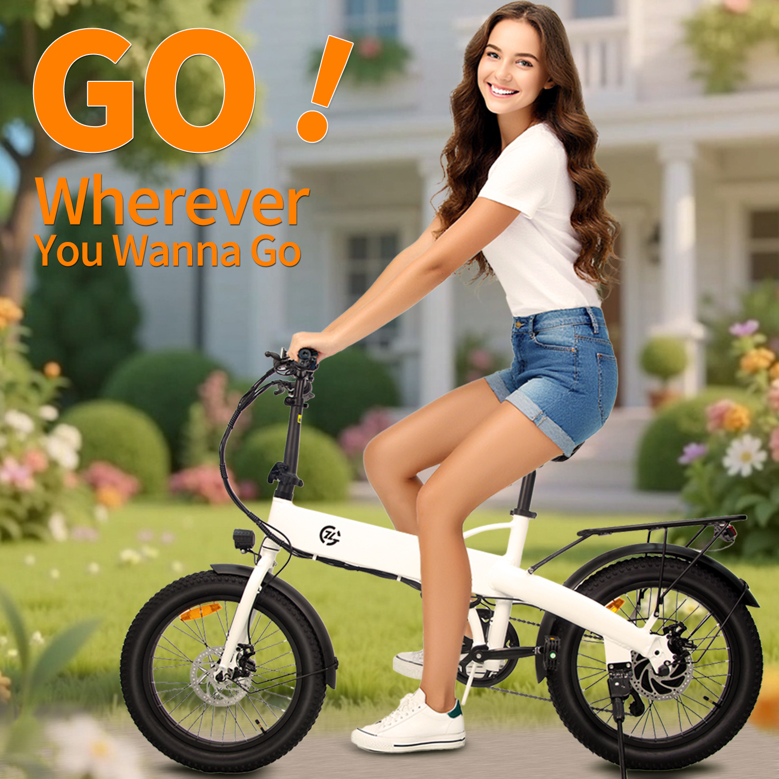 Foreign trade export: 20-inch folding electric-assist bicycle, fat-tire beach bike, lithium‑electric snow bike—shipped from a US overseas warehouse on behalf of the seller.