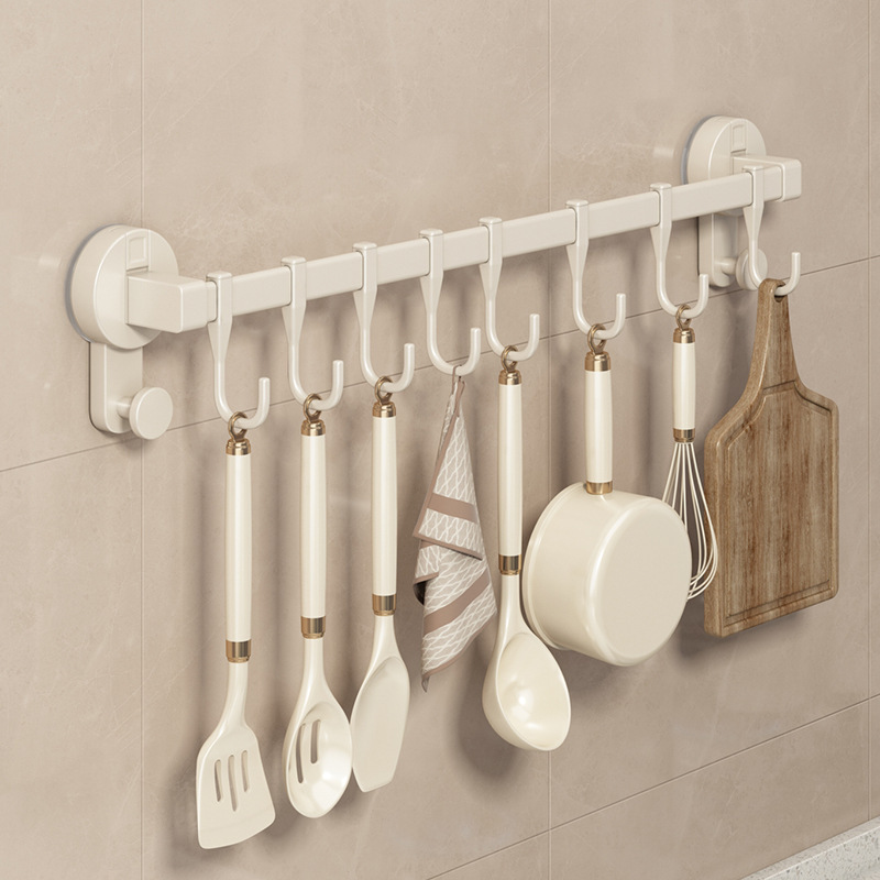 White suction cup kitchen hanging knife with hooked lid, multifunctional wall hanging with a row of perforation-free racks