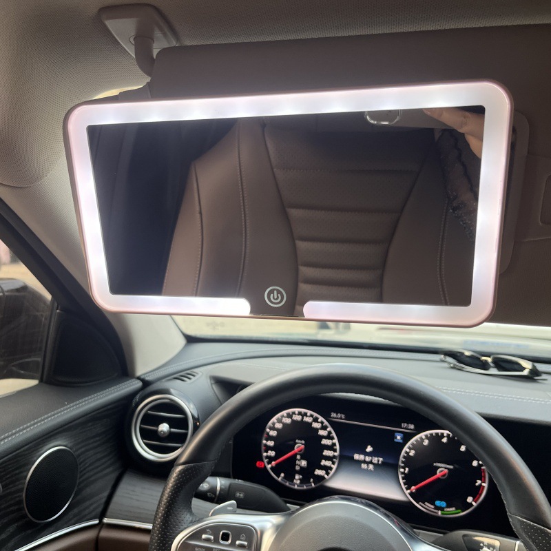 Cross-border hot-selling car-mounted high-definition sunscreen co-driver LED three-color light adjustable supplementary filter three times magnified