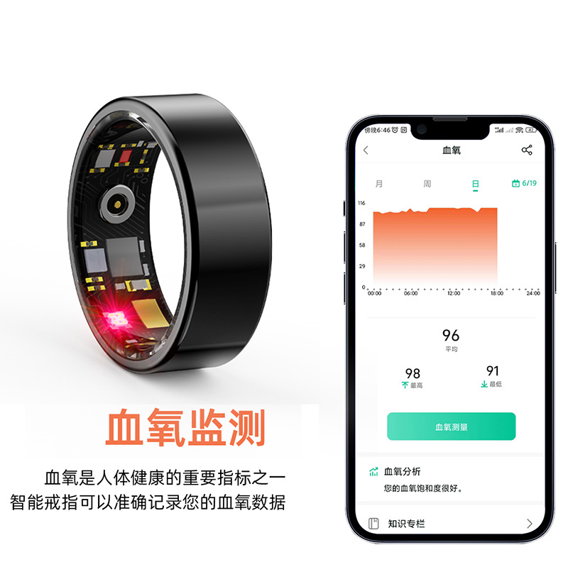 2026 smart aluminum ring waterproof blood pressure blood oxygen sleep sports multifunctional health ring