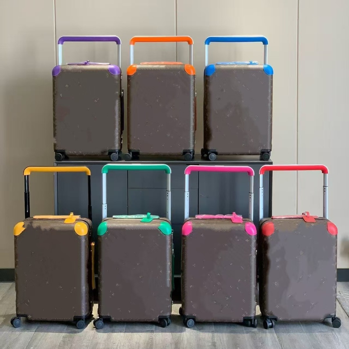 Donkey Home Classic Retro Floral Trolley Suitcase, High-End Version in Macaron Color Palette, 20-Inch Carry-On Case, High-End Version