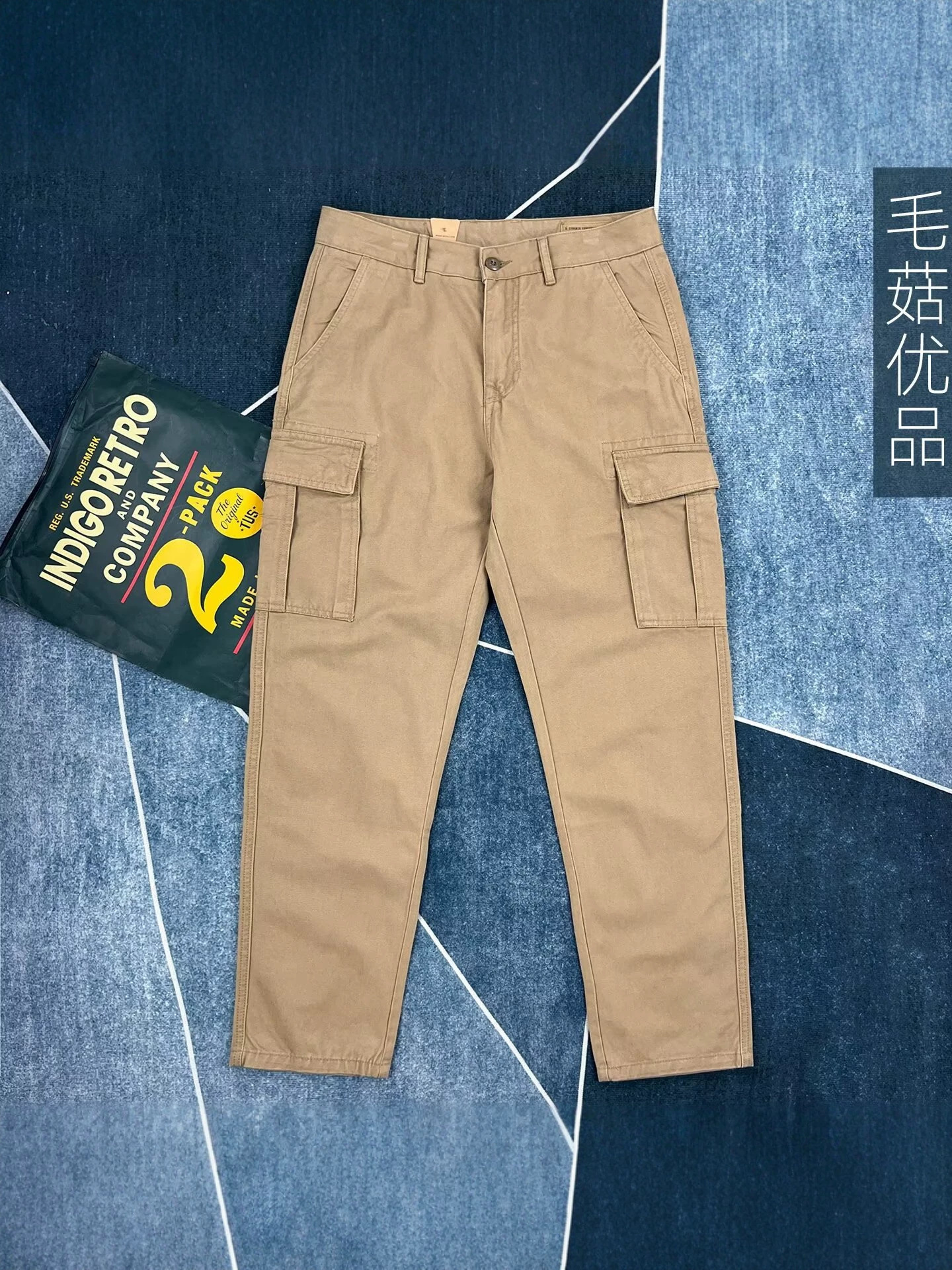 Heavyweight Khaki Loose Straight-Leg Olive Green Work Pants for Men, American-Style Casual Pockets, Japanese Hong Kong Style Trendy Long Trousers
