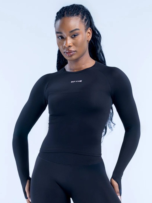 dfyne European and American cross-border thumb-hole tight-fitting high-elastic moisture-wicking sweat-drying seamless yoga sports long-sleeve