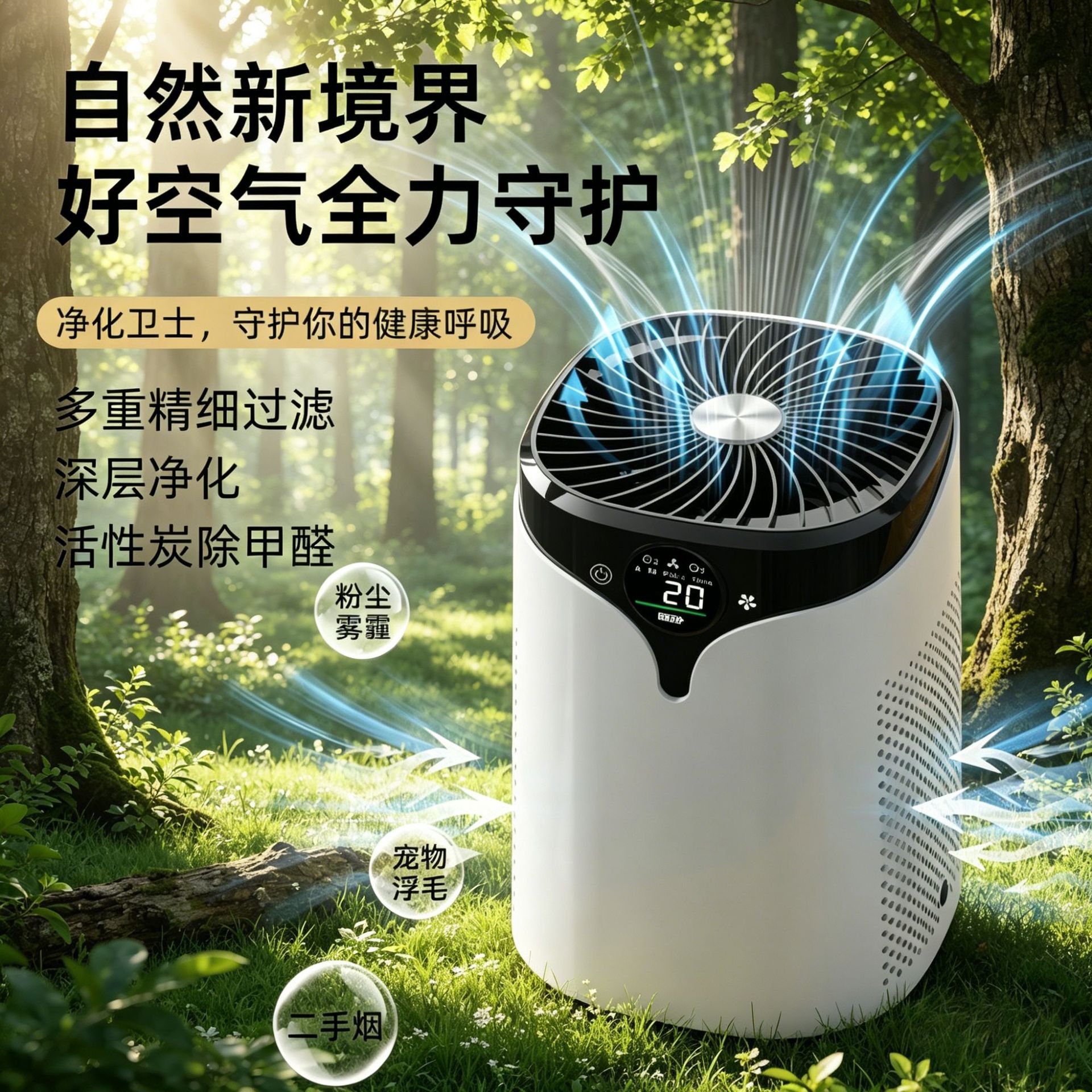 Foreign trade negative-ion air purifier, pet hair‑removal air purifier, household smoke‑and‑formaldehyde‑removal purifier