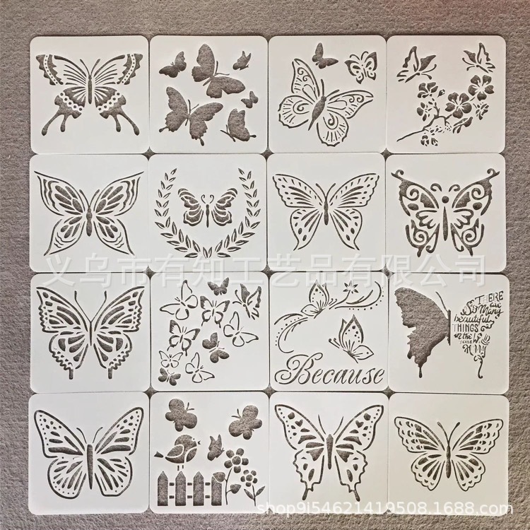 Cross-border bestseller hollow-out butterfly-themed drawing template, DIY children’s creative tracing, graffiti, and spray-painting drawing board
