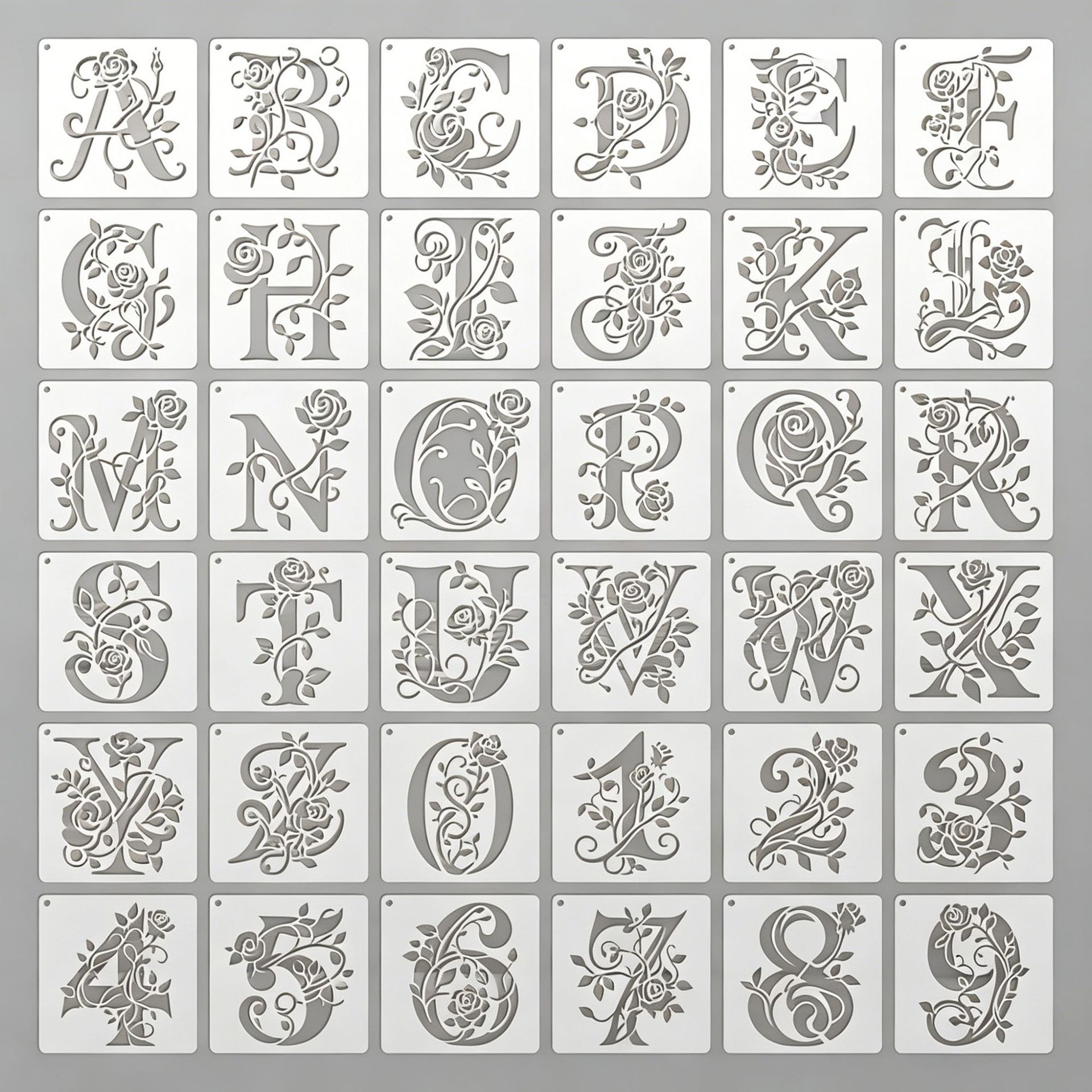 Amazon alphanumeric hollow-out painting template, DIY spray-painting tracing and stenciling mold for wood veneer