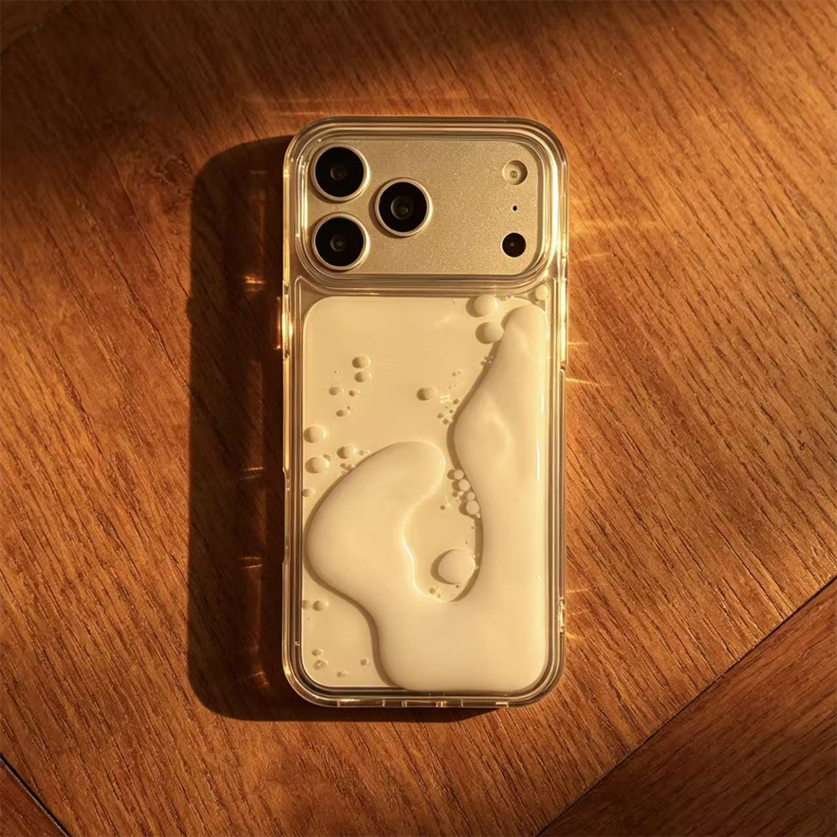 Liquid sand milk white liquid‑like water design—compatible with iPhone 14/13, as well as iPhone 12/11, and cases for iPhone 17/16/15 Pro Max.