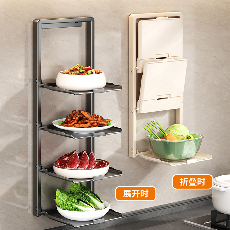 Portionless foldable kitchen countertop multifunctional multi-layered serving tray container shrine shelf adhesive wholesale