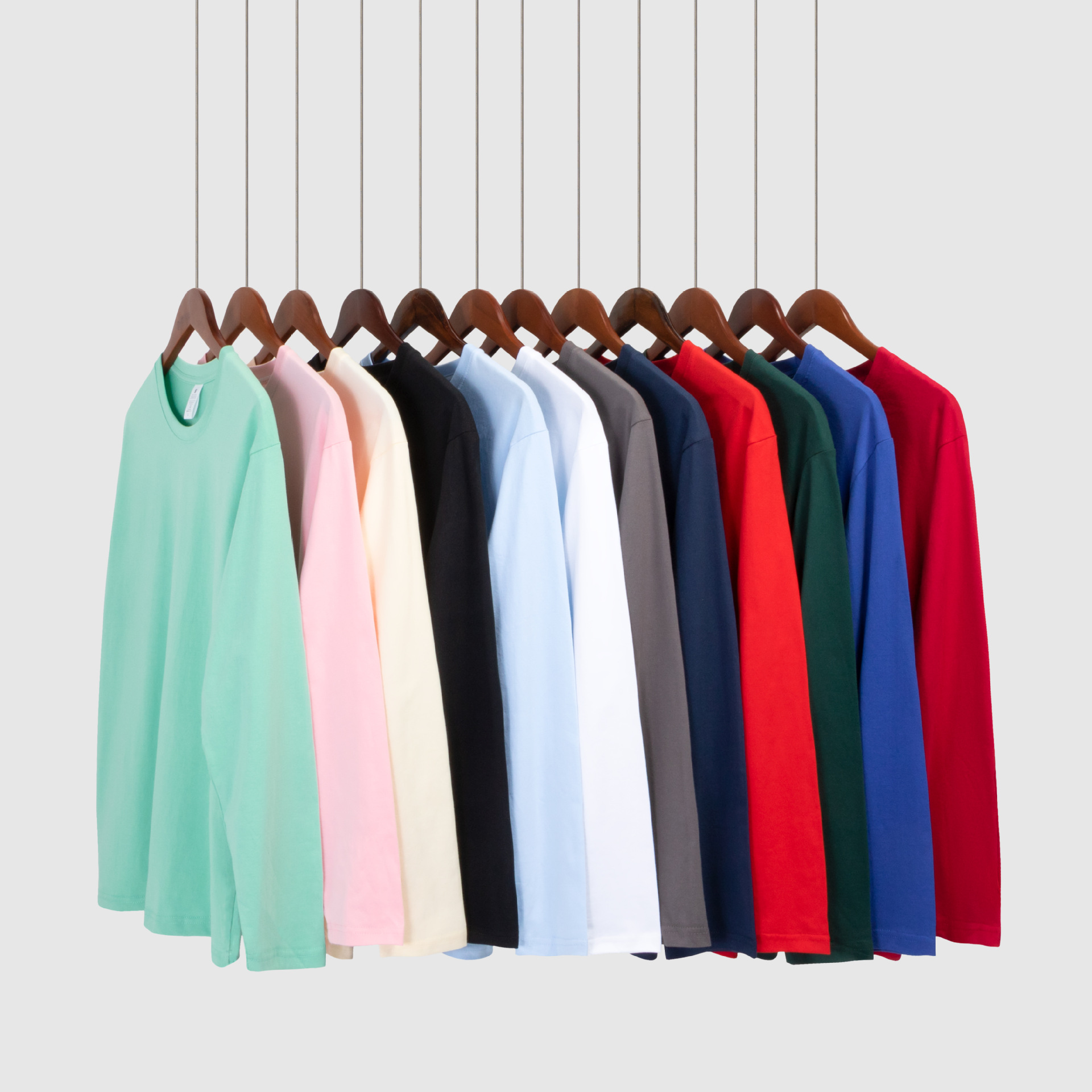 Live-Stream Bestseller Unisex T-Shirts—Combed Cotton Solid-Color Tops for Spring/Autumn, Ideal as Inner Layers for Students in Fall/Winter