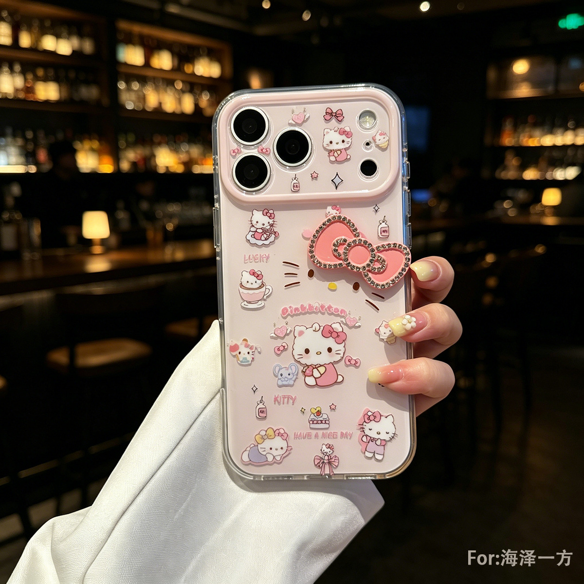 Instagram‑style cute 3D bow‑knot kitty cat phone case for Apple 17; new round‑edge design for iPhone 16