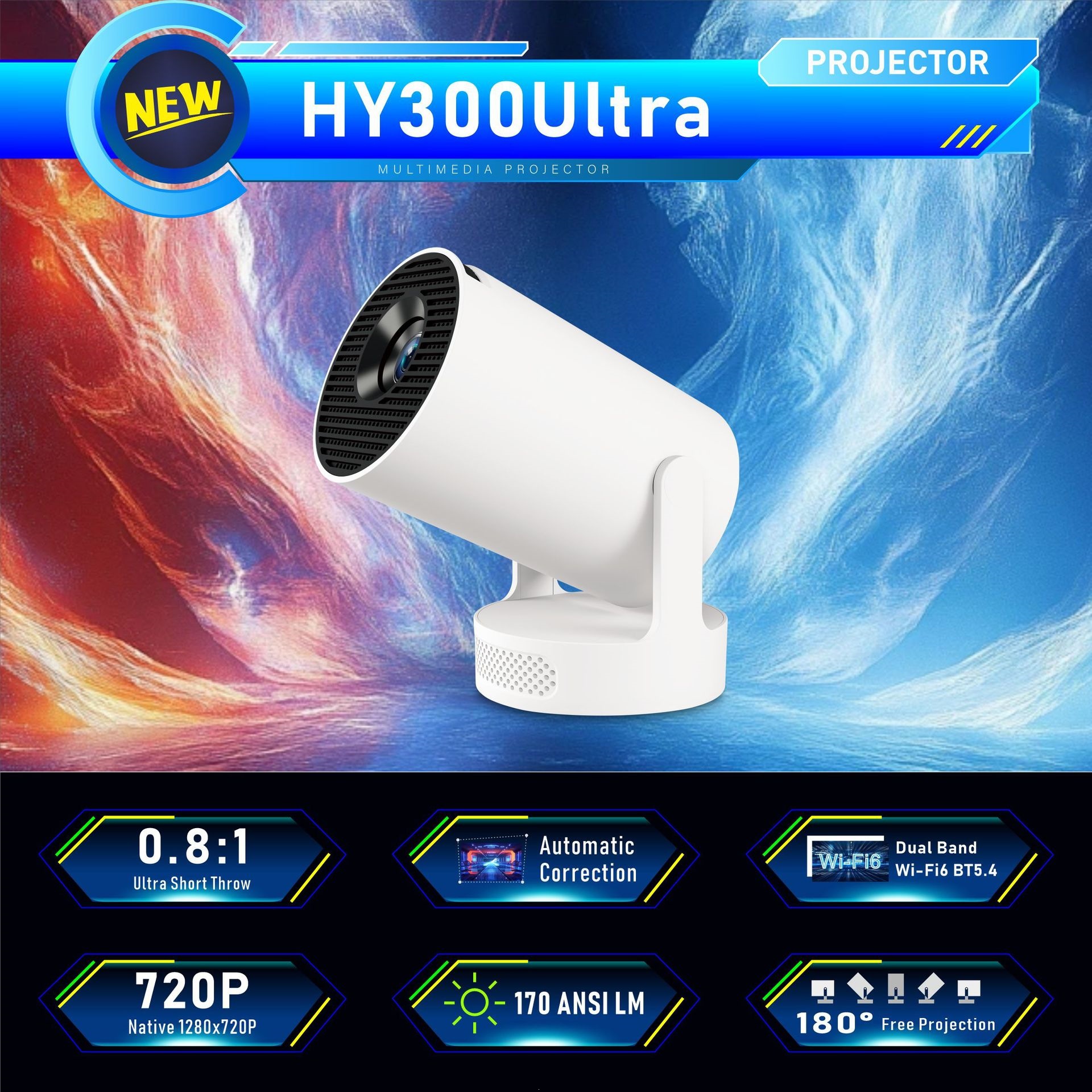 Cross border HY300 projector hy300pro ultra high definition 4K smart home with mini HY300 Ultra projector