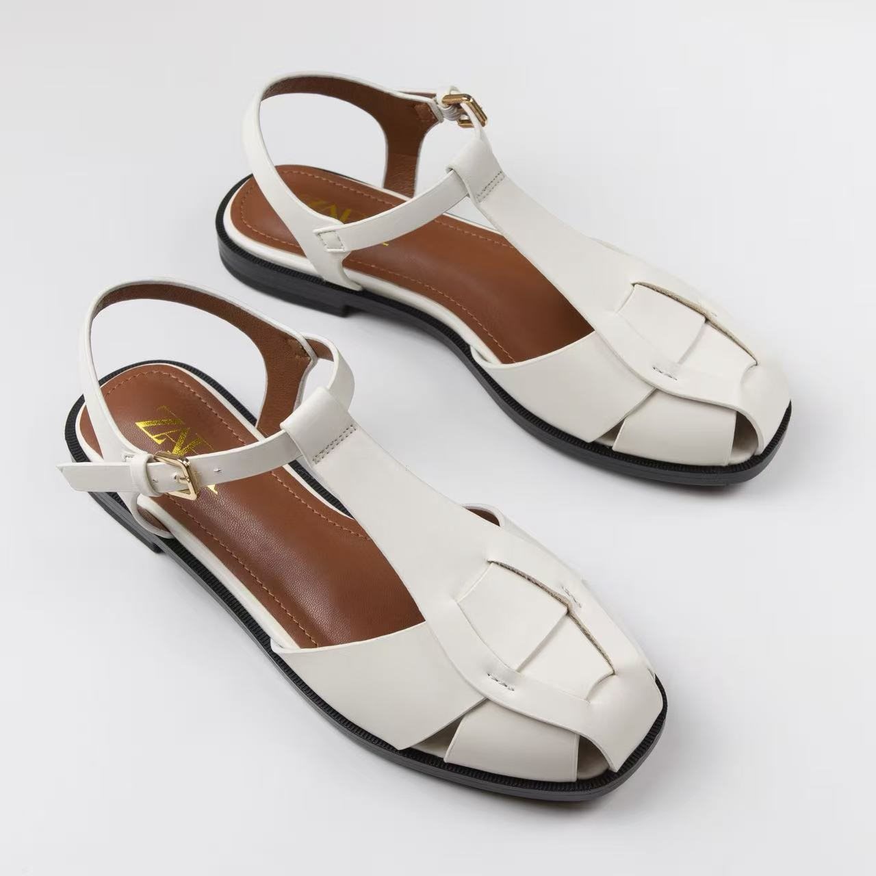 Za Small Shop Foreign Trade Non-Style Hollow Breathable Closed-Toe Sandals for Women, 2025 Summer New Style Outerwear Roman Thick-Soled Sandals