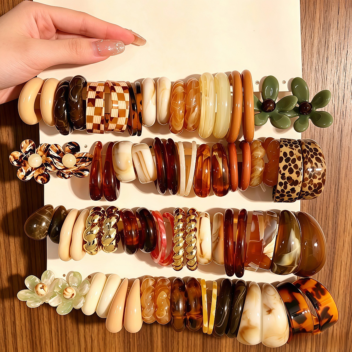 10 pairs/40 pieces: Exaggerated artistic earrings for Amazon cross-border sales—unique colorful acrylic resin C-shaped drop earrings.