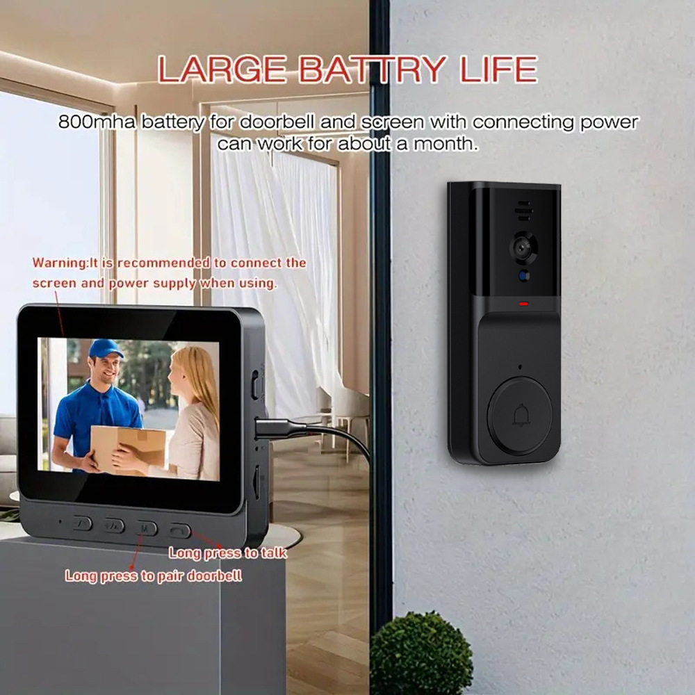 Cross-border bestseller video intercom doorbell with a 4.3-inch display, smart low-power design, and mobile phone monitoring.