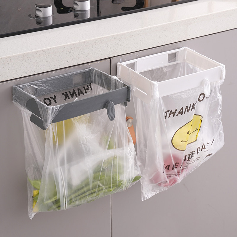 Folding trash rack wall-mounted perforation-free toilet trash can kitchen multi-purpose storage plastic bag holder