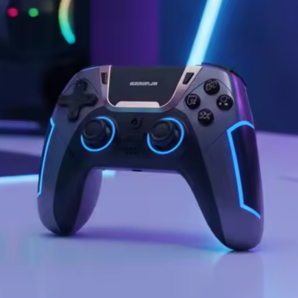 Manufacturer’s PS5 controller: six-axis gyroscope, dual vibration, wireless Bluetooth gaming controller with Hall‑effect sensors and RGB lighting.